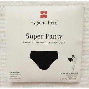 Women's Panty 3XL Black Hipster Hygiene Hero Invisible Cooling Seamless NWT